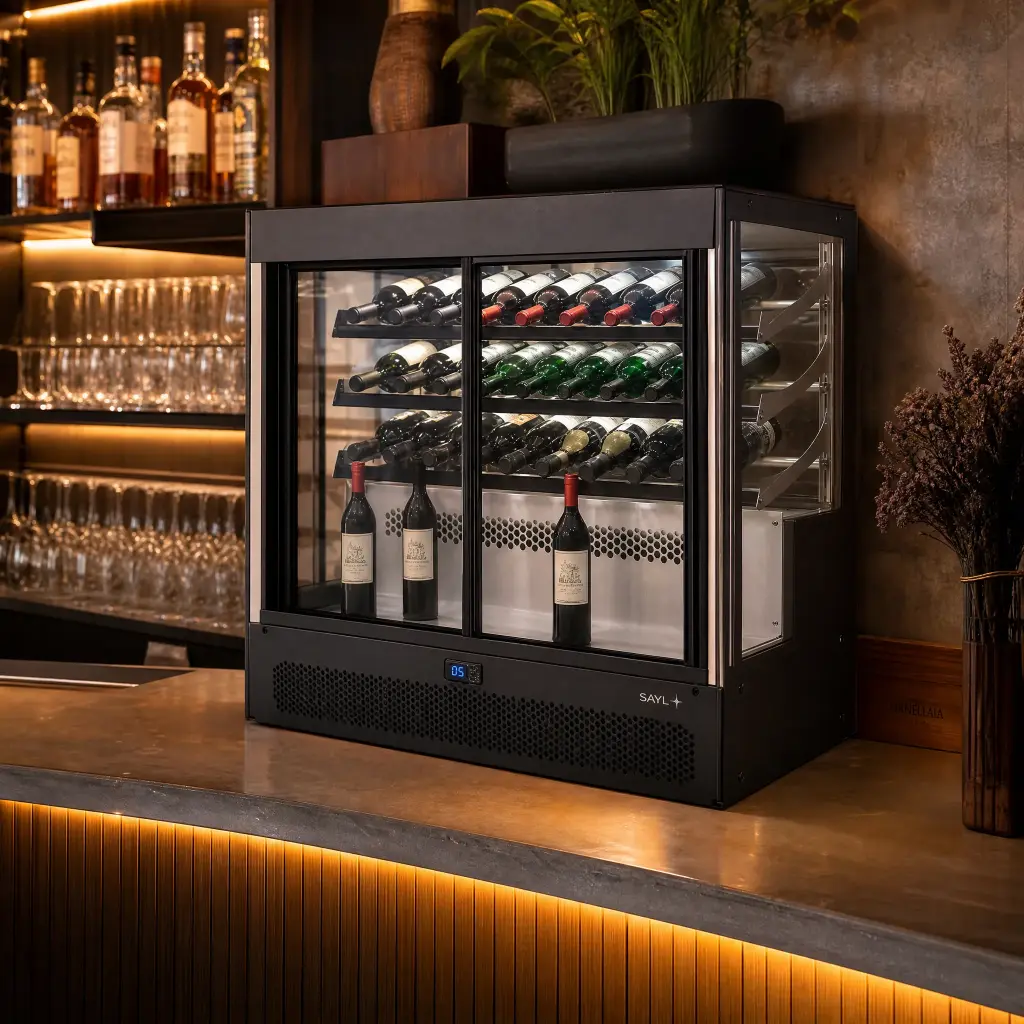 Exhibidor De Vino Sobremesa Acero Inoxidable 101,5x62x95Cm 230V Sayl_resultado.webp