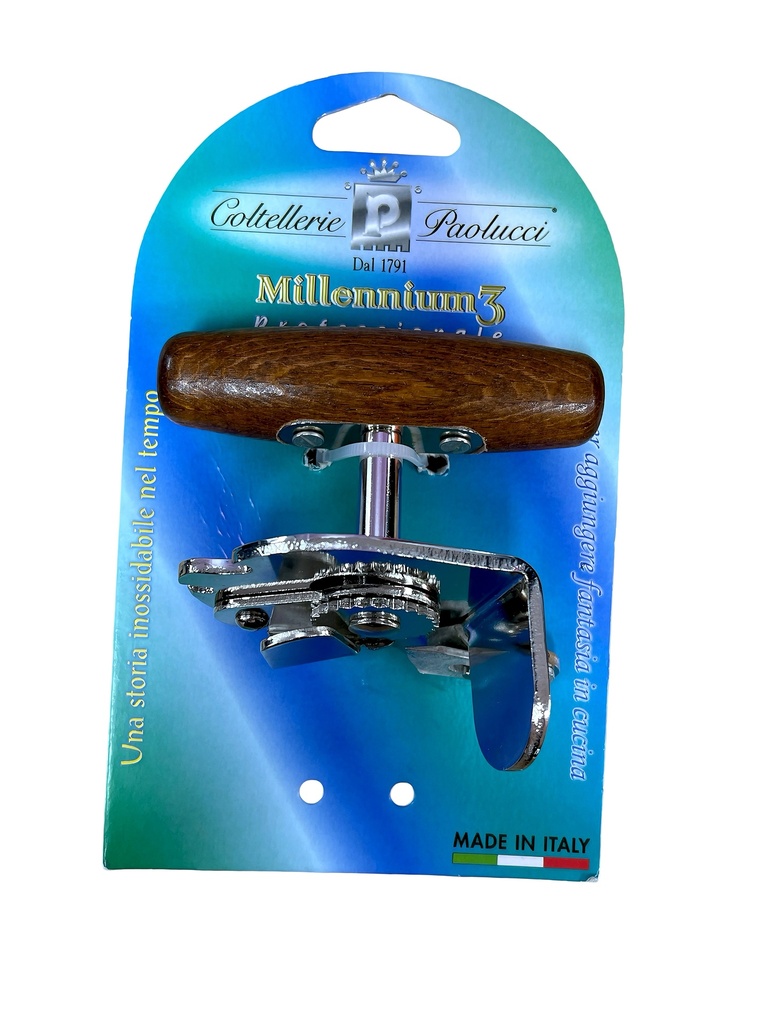 Abrelatas Profesional Con Mango De Madera En Acero Inoxidable Paolucci 