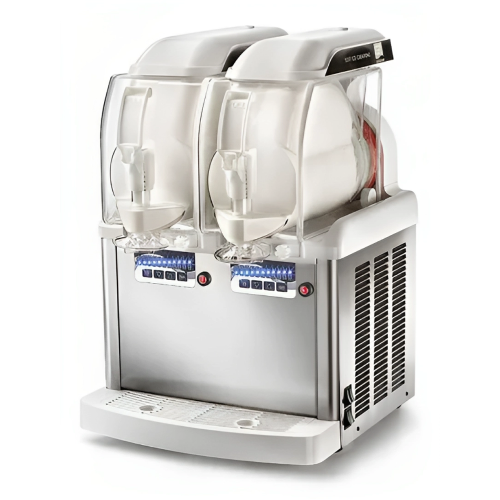 MÁQUINA DE HELADO SOFT EN ACERO INOXIDABLE Y POLICARBONATO 2 TANQUES SENZANI