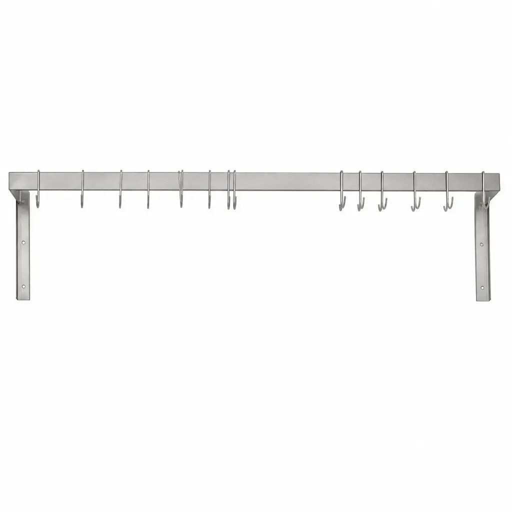 Cuelga Ollas De Pared De Acero Inoxidable 16 Ganchos 120x30x30Cm Bredys