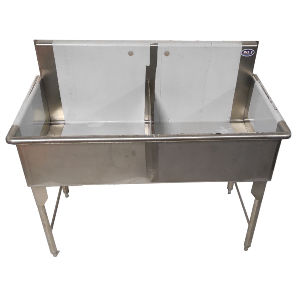 FREGADERO 2 PONCHERAS DE ACERO INOXIDABLE 129 X 70 X 110 CM STEEL SOLUTION