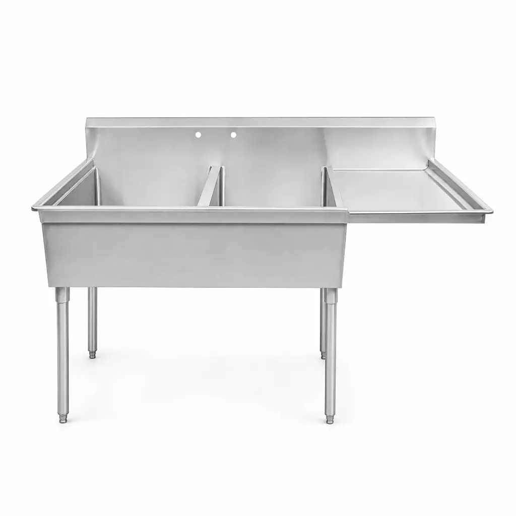 Fregadero 2 Poncheras Con Escurridor De Acero Inoxidable 130x90x70 Cm Bredys