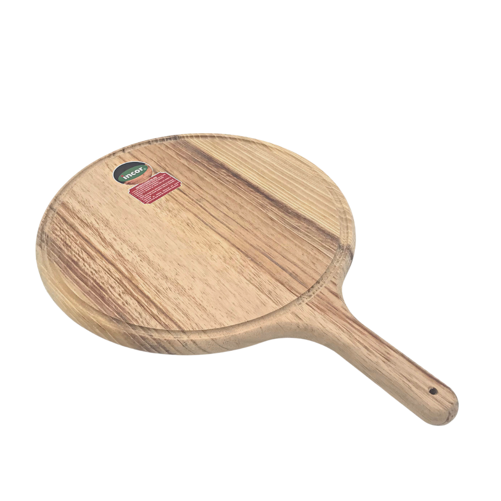 PLATO PARA PIZZA DE MADERA CON MANGO 30X2 CM INCOR