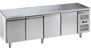MESA REFRIGERADA DE ACERO INOXIDABLE CON 4 PUERTAS 553L 85x22470CM SENZANI