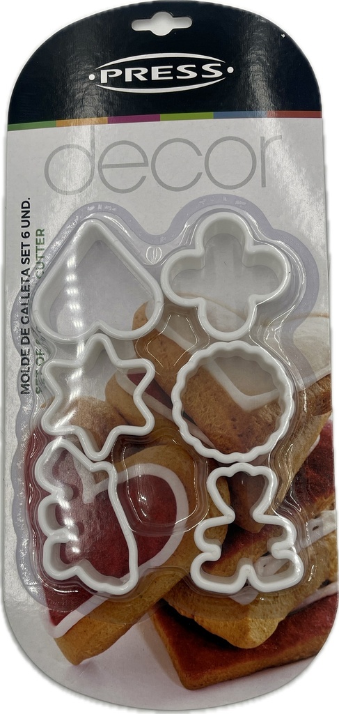 Set De Moldes Para Galletas De Plástico 6 Und 5x4x2 Cm Press