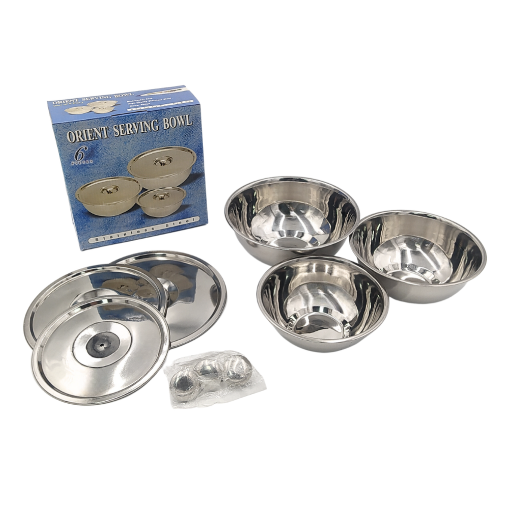 SET 3 BOWLS CON TAPA DE ACERO INOXIDABLE 0,7L 1L 1,4L EUROCHEF
