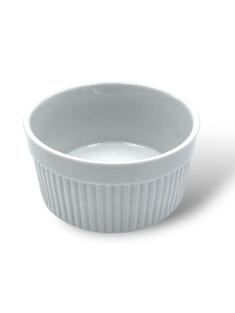 Ramekin Estriado De Porcelana Blanco 12,7 Cm 
