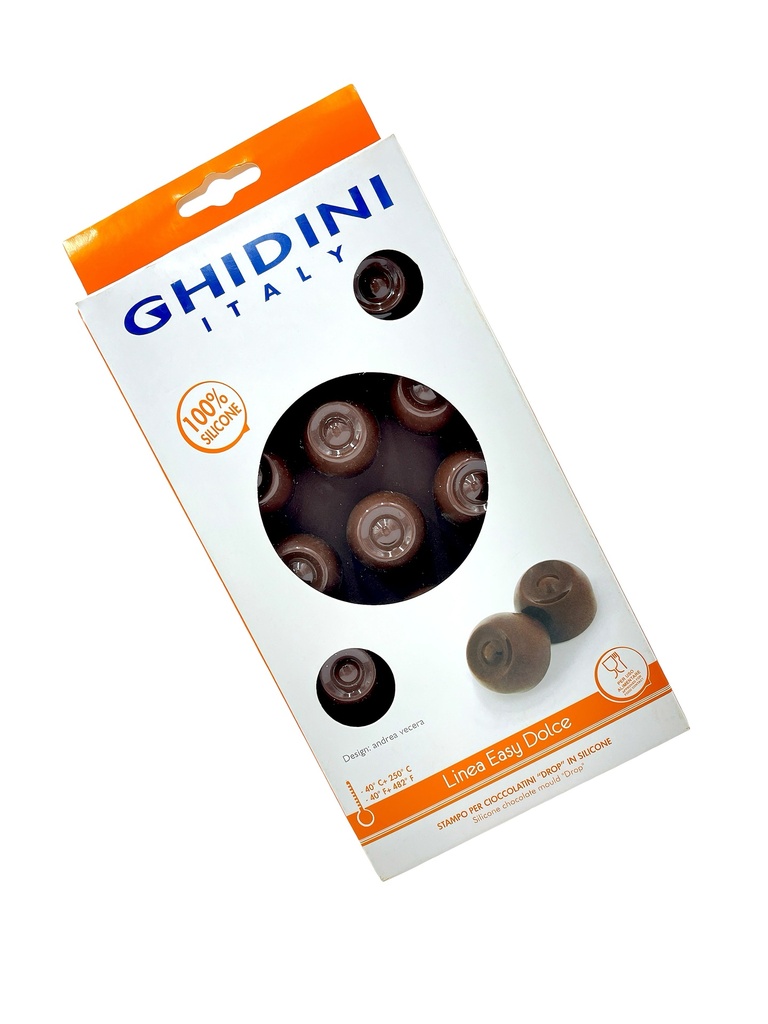 MOLDE DROP PARA BOMBONES DE CHOCOLATE DE SILICONAA 21.5x10.5CM GHIDINI