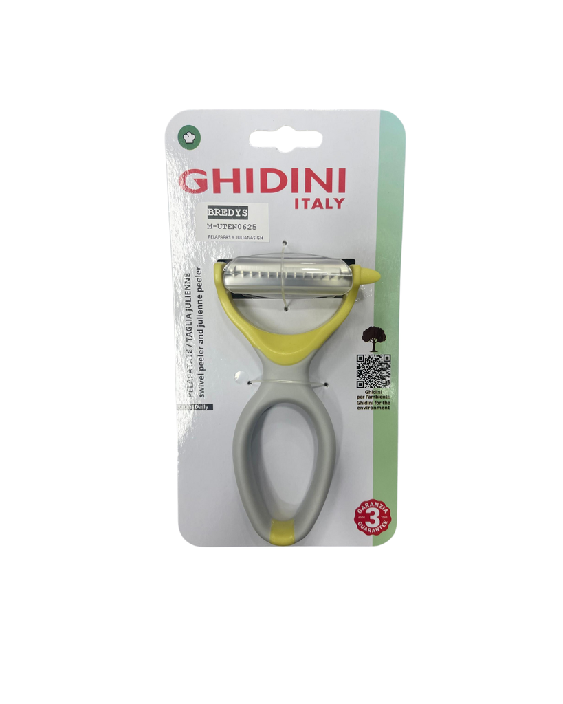 PELAPAPAS Y JULIANAS CON CUCHILLA GIRATORIA DE ACERO INOXIDABLE 12X6.5X3CM GHIDINI
