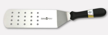 ESPATULA PERFORADA DE ACERO INOXIDABLE CON MANGO NEGRO 26 CM  PAOLUCCI