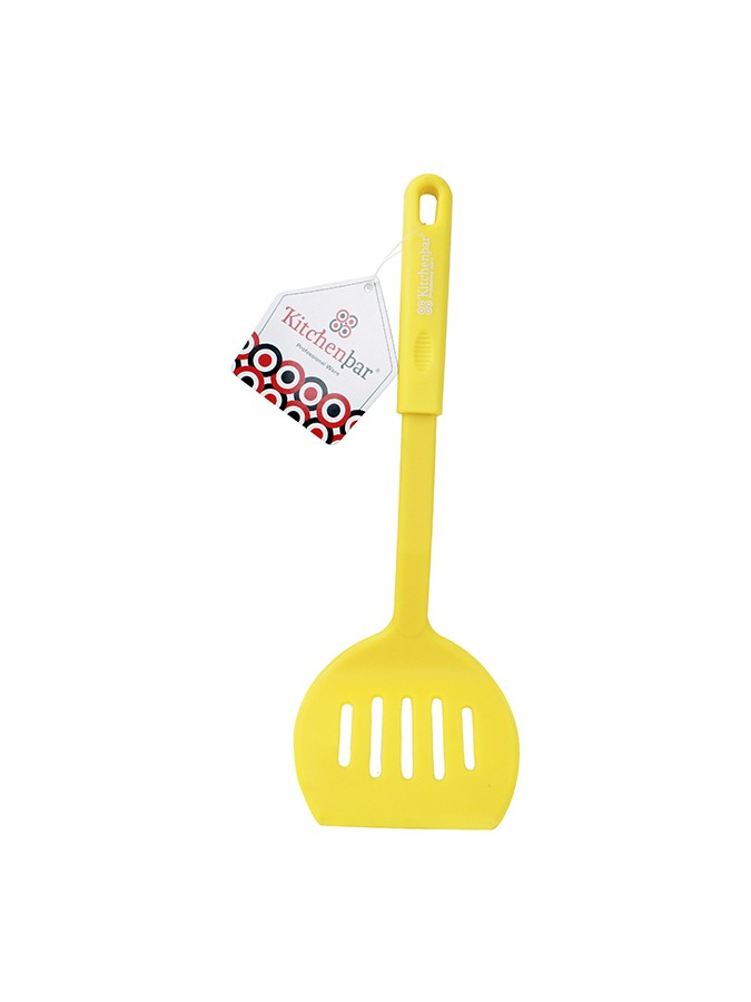 Espátula Ancha Ranurada De Nylon Verde 30 Cm Kitchenbar