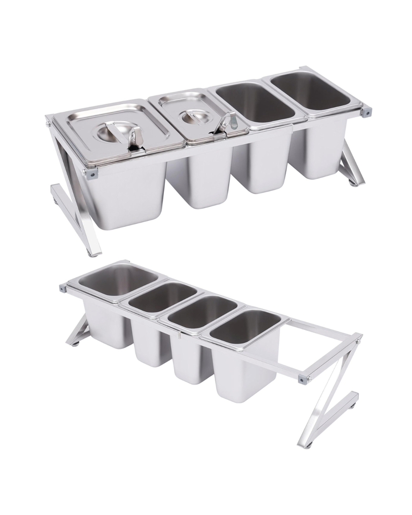 Organizador 4 Bandejas Con Tapa Y Cucharones De Acero Inoxidable 50x18x20Cm Imarca