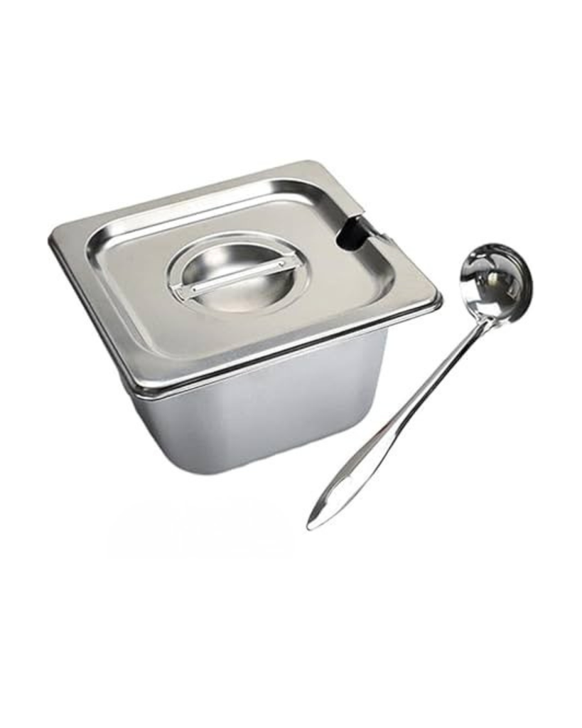 Set De Bandeja 1/6 Con Tapa Y Cucharón De Acero Inoxidable 17,6x16,5x15Cm Imarca