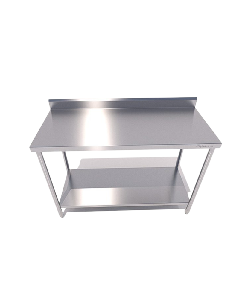 MESA DE PARED CON ENTREPAÑO DE ACERO INOXIDABLE 120x70x85CM PIMAK