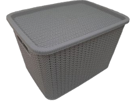 CAJA ORGANIZADORA CON TAPA GRIS DE RATAN 20 L ALFAHOGAR