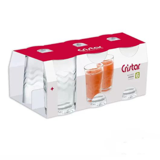 SET DE VASOS PARA JUGO LEXINGTON DE VIDRIO 8,5 OZ 250ML 6 PZAS CRISTAR