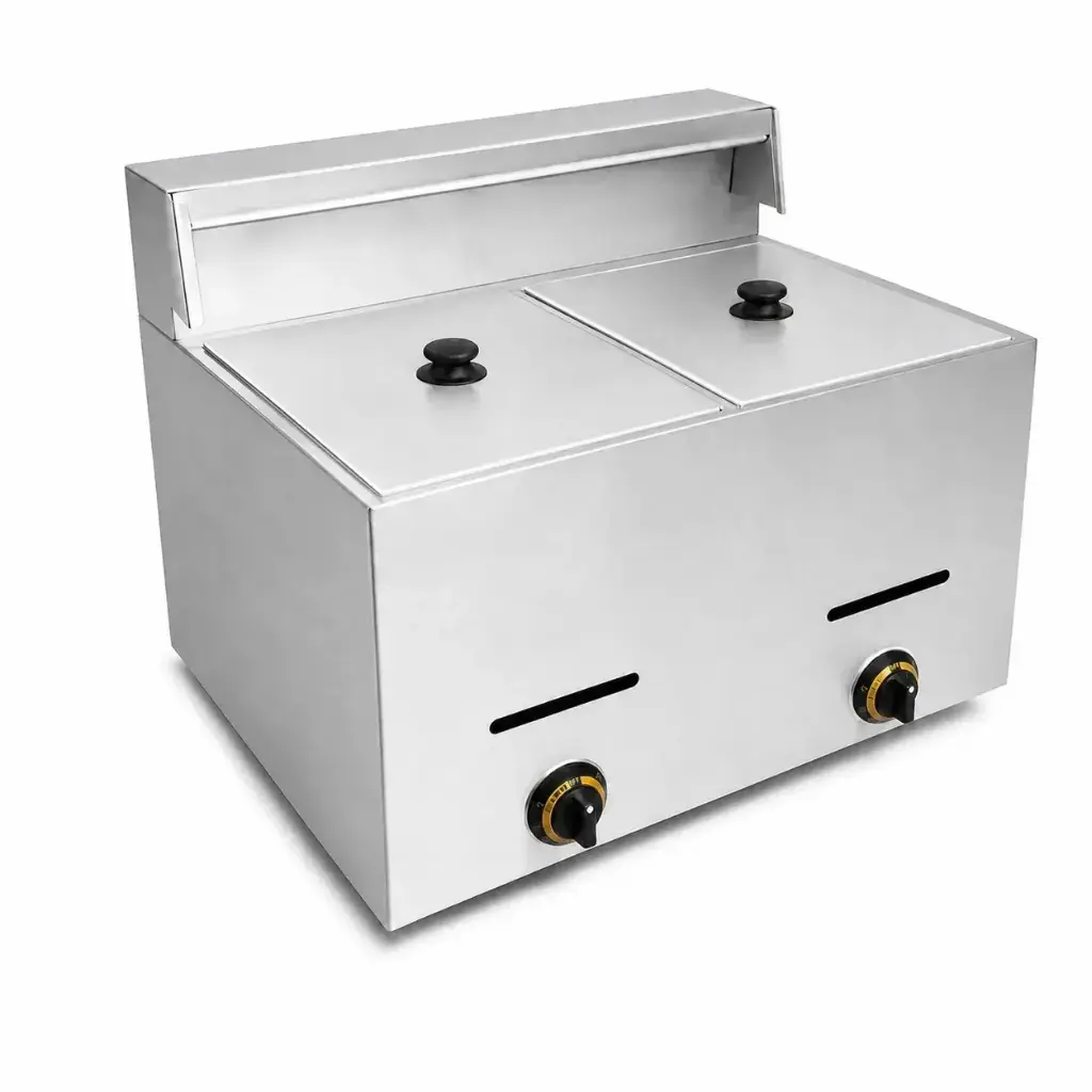 Freidora A Gas De Mesa 2 Cestas Acero Inoxidable 12L Iboia