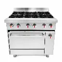 Cocina A Gas De 6 Hornillas Y Horno De Acero Inoxidable 85,8X92X87Cm Iboia 