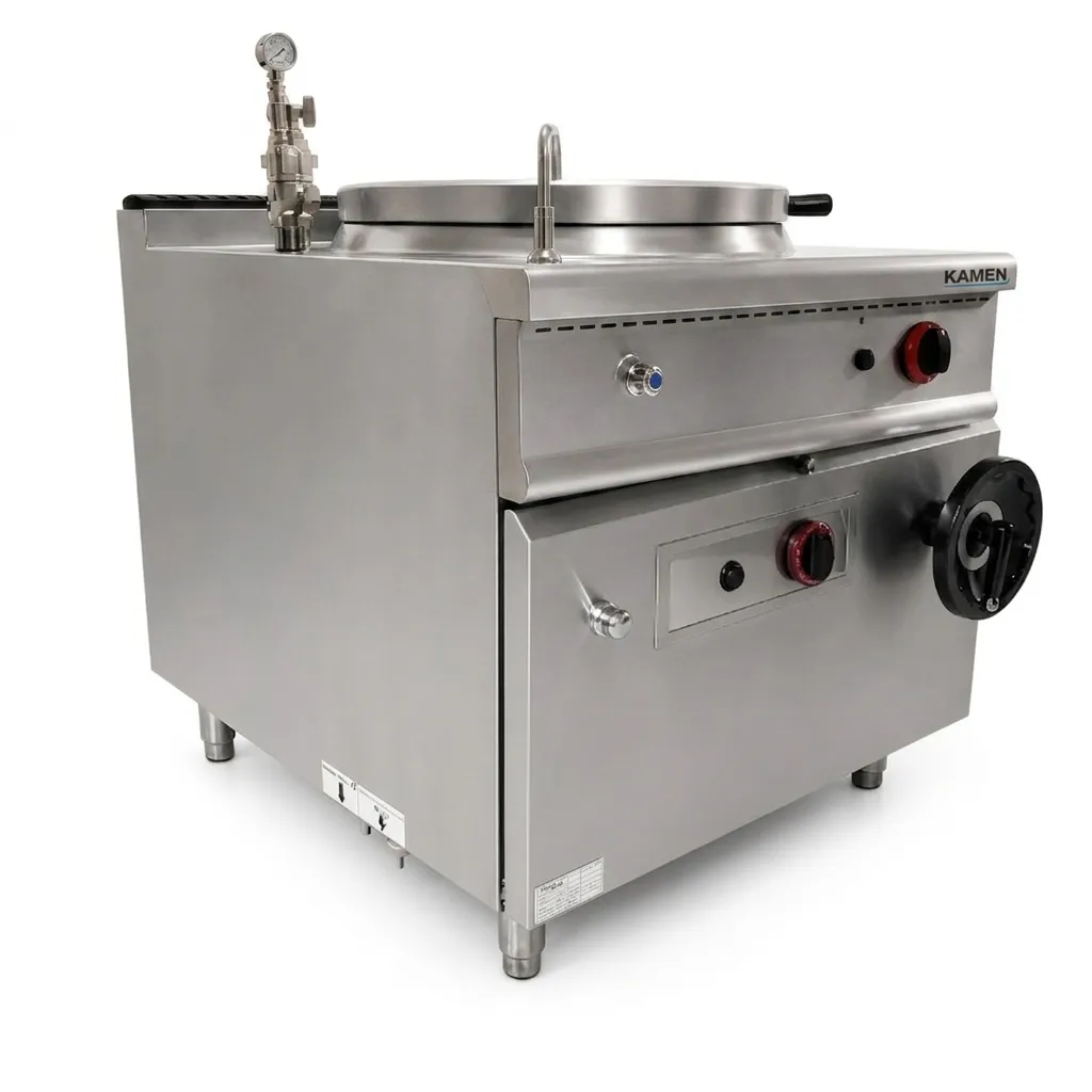 Sartén Basculante A Gas De Acero Inoxidable De 80L 80×90×92 Cm. Kamen