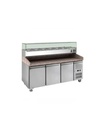 MESA PIZZERA 3 PUERTAS DE ACERO INOXIDABLE CON TOPE DE GRANITO 580L 100x200x80CM SENZANI