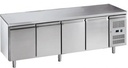 MESA REFRIGERADA DE ACERO INOXIDABLE CON 4 PUERTAS DE VIDRIO 223x70x85 CM SENZANI