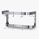 CUELGA OLLA DOBLEDE PARED DE ACERO INOXIDABLE 20 GANCHOS 120 X 60 CM STEEL SOLUTION