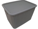 CAJA ORGANIZADORA CON TAPA GRIS DE RATAN 20 L ALFAHOGAR