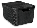 CAJA ORGANIZADORA CON TAPA NEGRA DE RATAN 20 L ALFAHOGAR