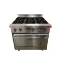 COCINA A GAS DE 6 HORNILLAS Y HORNO DE ACERO INOXIDABLE 85,8X92X87 CM  IBOIA 